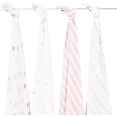 Aden and Anais - Classic Swaddles - Heartbreaker (4 Pack) - swaddle - Aden and Anais - Afterpay - Zippay Carry Them Close
