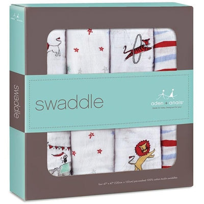 Aden and Anais - Classic Swaddles - Vintage Circus (4 Pack) - swaddle - Aden and Anais - Afterpay - Zippay Carry Them Close