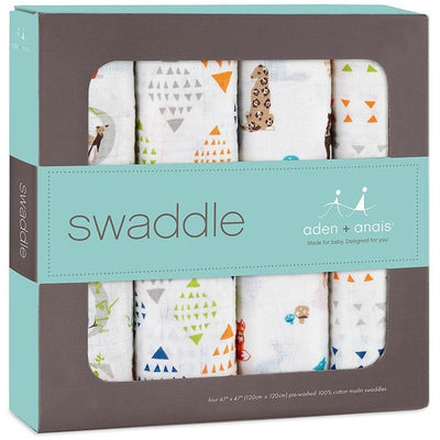 Aden and Anais - Classic Swaddles - Paper Tales (4 Pack) - swaddle - Aden and Anais - Afterpay - Zippay Carry Them Close