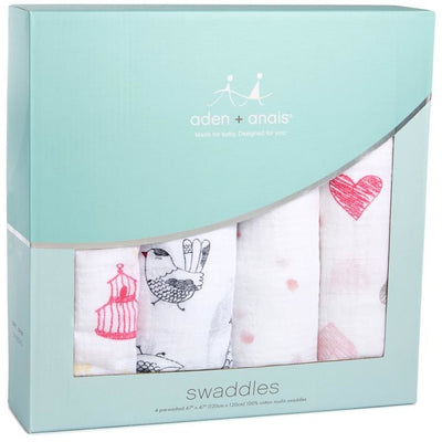 Aden and Anais - Classic Swaddles - Lovebird (4 Pack) - swaddle - Aden and Anais - Afterpay - Zippay Carry Them Close