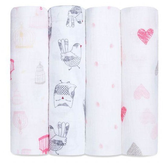 Aden and Anais - Classic Swaddles - Lovebird (4 Pack) - swaddle - Aden and Anais - Afterpay - Zippay Carry Them Close