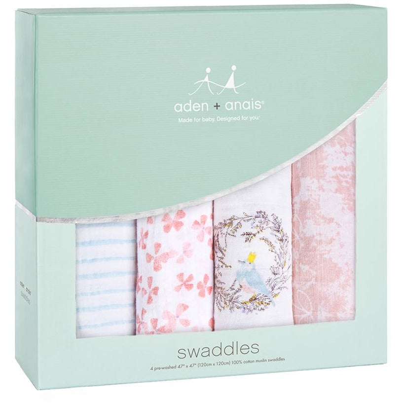 Aden and Anais - Classic Swaddles - Birdsong (4 Pack) - swaddle - Aden and Anais - Afterpay - Zippay Carry Them Close