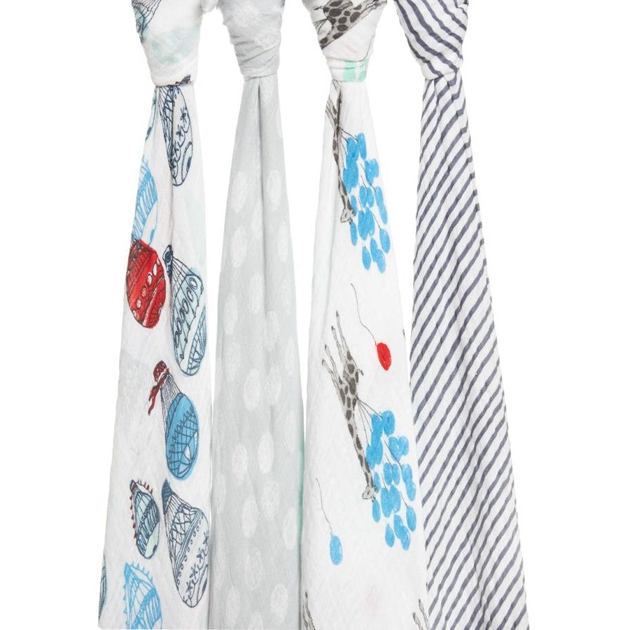 Aden and Anais - Classic Swaddles - Dream Ride (4 Pack) - swaddle - Aden and Anais - Afterpay - Zippay Carry Them Close