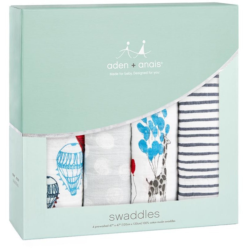 Aden and Anais - Classic Swaddles - Dream Ride (4 Pack) - swaddle - Aden and Anais - Afterpay - Zippay Carry Them Close