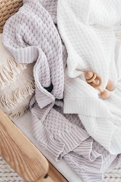 Snuggle Hunny Kids - Diamond Knit Blanket - White
