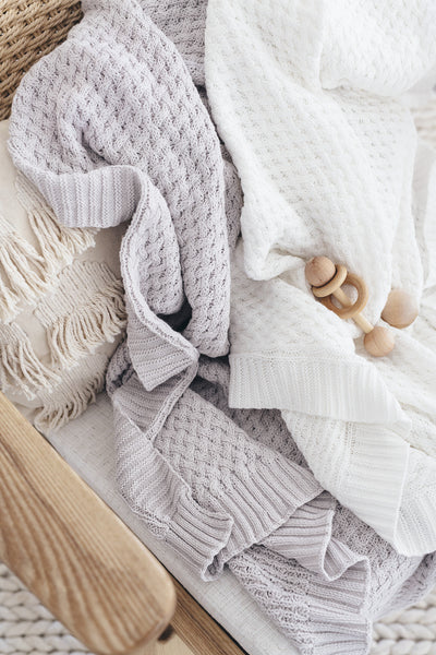 Snuggle Hunny Kids - Diamond Knit Blanket - Warm Grey