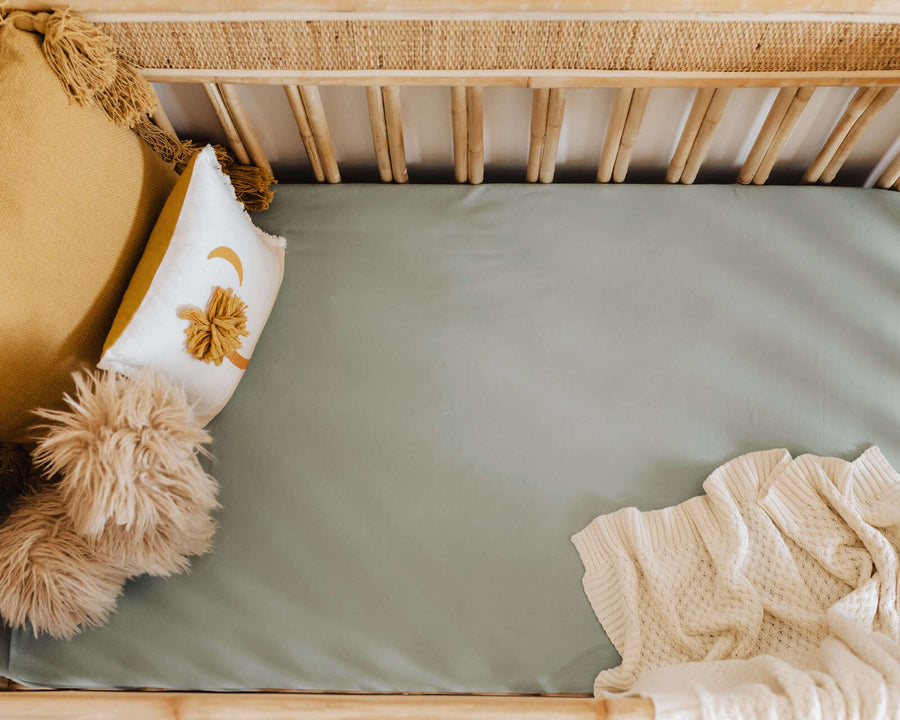 Snuggle Hunny Kids - Fitted Cot Sheet - Sage