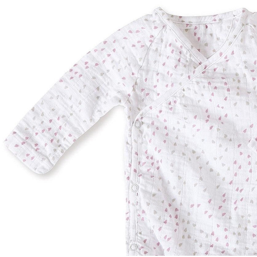 Long Sleeve kimono Bodysuit - Lovely Mini Hearts - Clothing - Aden and Anais - Afterpay - Zippay Carry Them Close