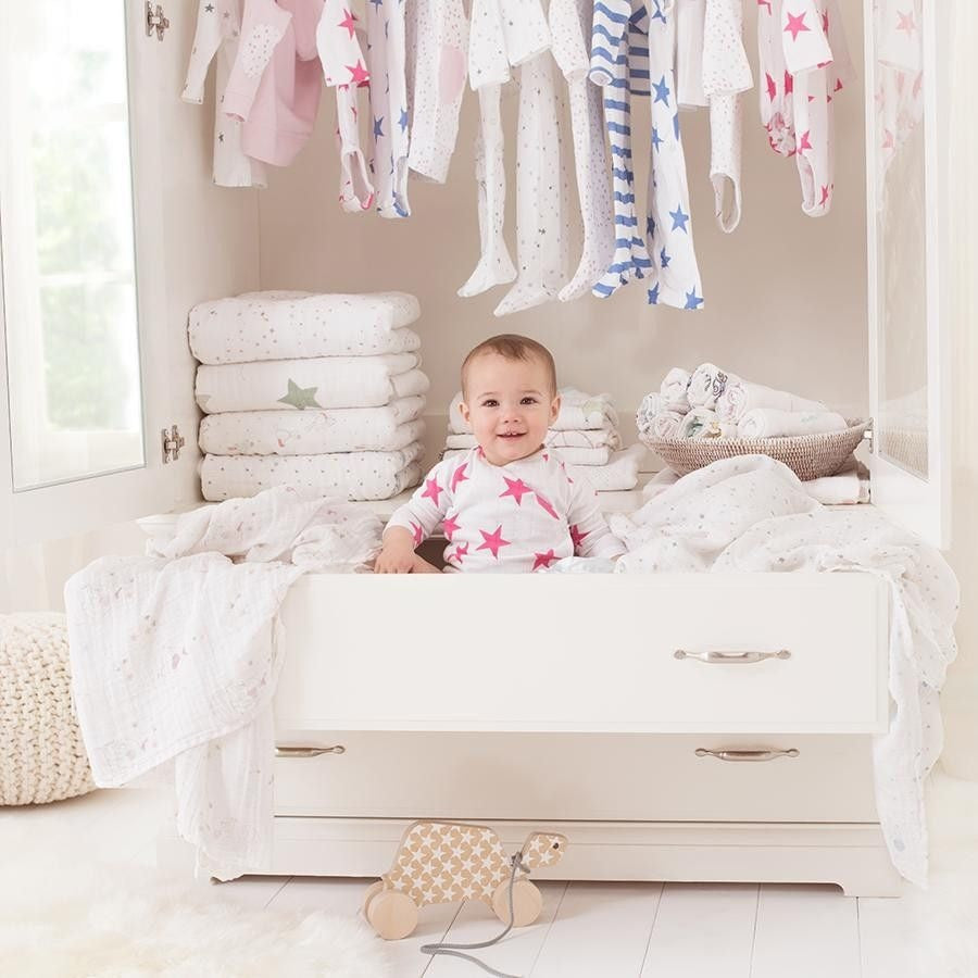 Long Sleeve kimono Bodysuit - Shocking Pink Star - Clothing - Aden and Anais - Afterpay - Zippay Carry Them Close