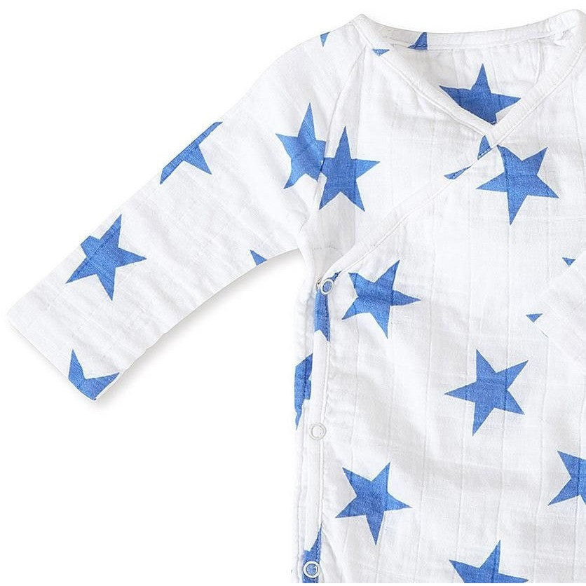 Long Sleeve kimono Bodysuit - Ultramarine Star - Clothing - Aden and Anais - Afterpay - Zippay Carry Them Close