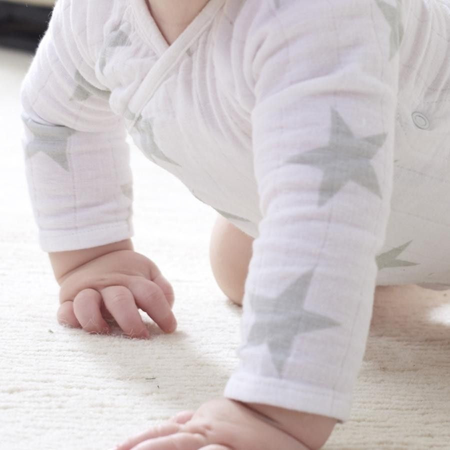 Long Sleeve kimono Bodysuit - Silver Star - Clothing - Aden and Anais - Afterpay - Zippay Carry Them Close