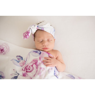 Snuggle Hunny Kids - Jersey Baby Wrap Swaddle & Topknot (Set) - Lilac Skies
