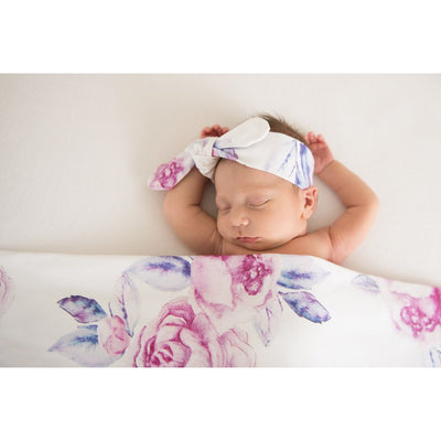 Snuggle Hunny Kids - Jersey Baby Wrap Swaddle & Topknot (Set) - Lilac Skies