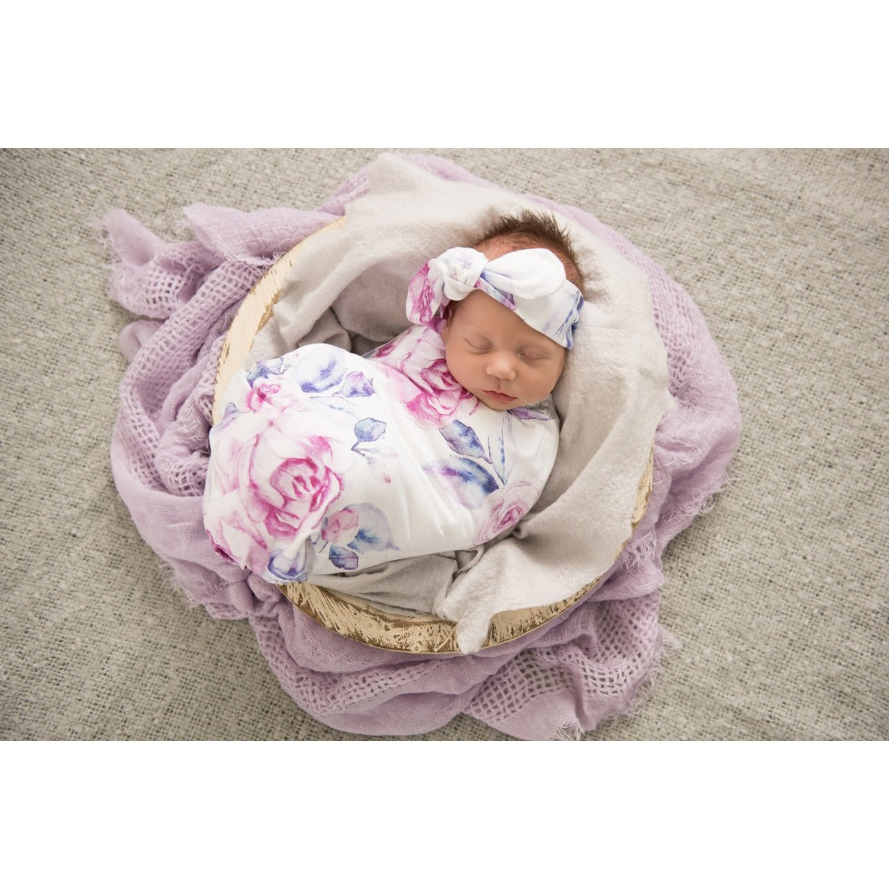 Snuggle Hunny Kids - Jersey Baby Wrap Swaddle & Topknot (Set) - Lilac Skies