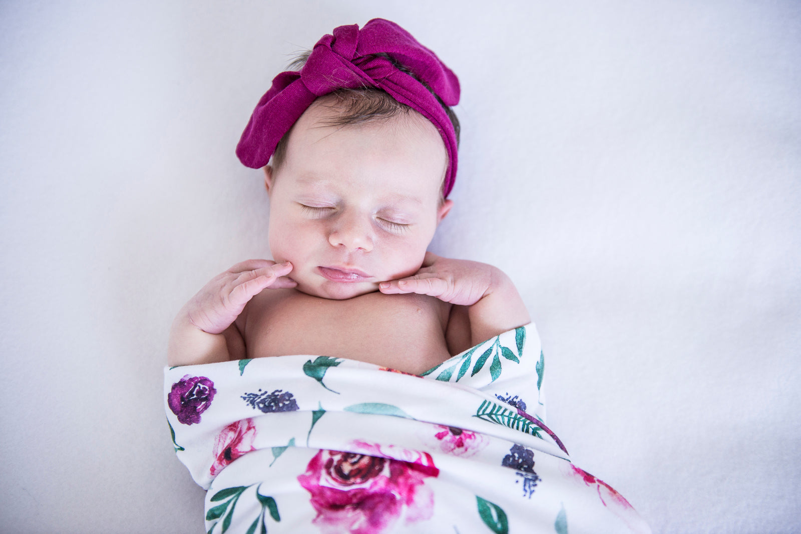 Snuggle Hunny Kids - Jersey Baby Wrap Swaddle & Topknot (Set) - Peony Bloom
