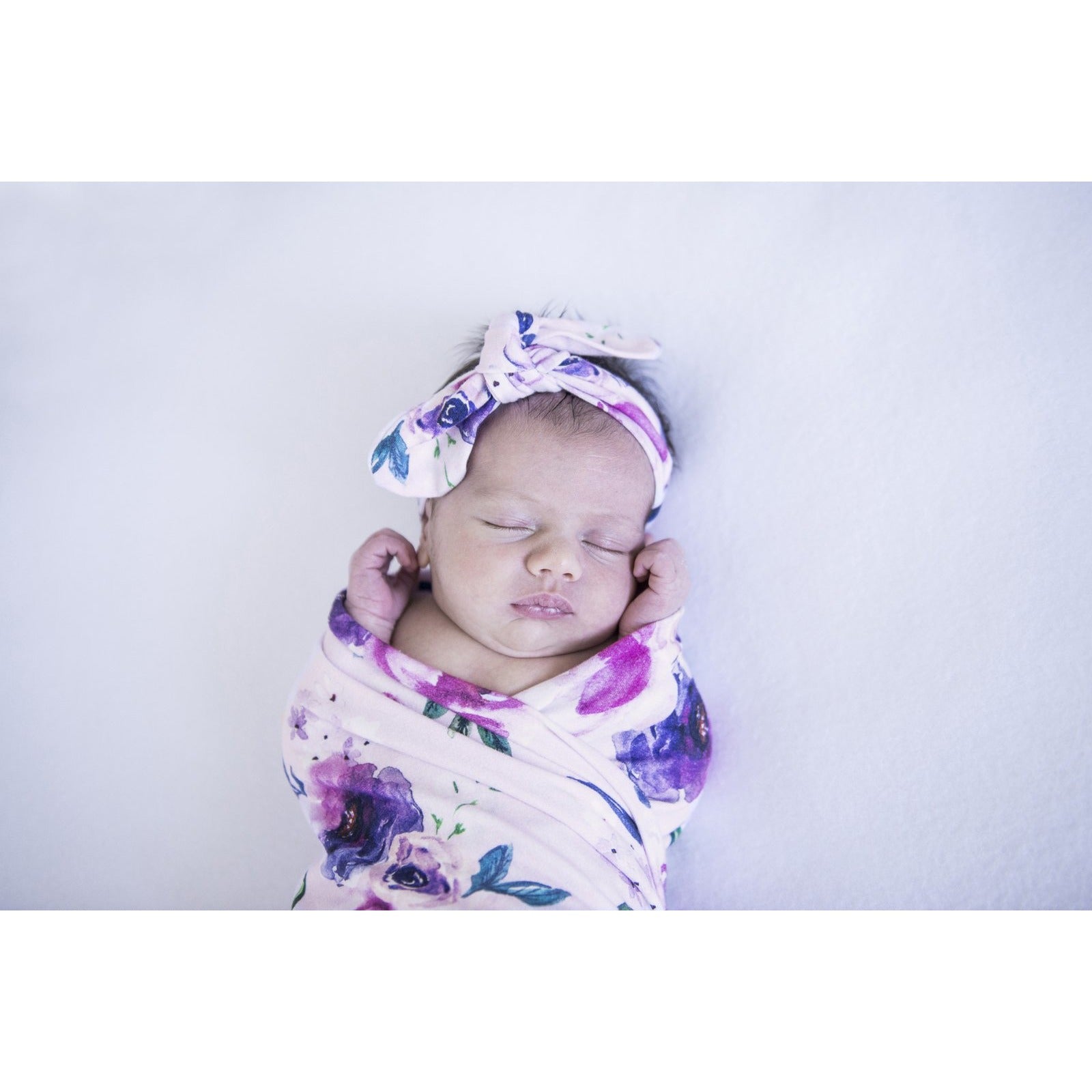 Snuggle Hunny Kids - Jersey Baby Wrap Swaddle & Topknot (Set) - Floral Kiss