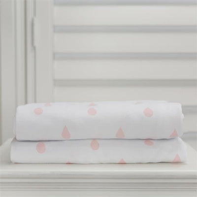 Lil Fraser - Cot Sheet Fitted 1 Piece - (Pink Raindrops) - Bedding - L'il Fraser - Afterpay - Zippay Carry Them Close