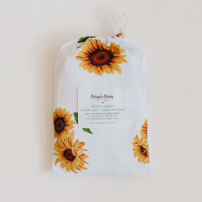 Snuggle Hunny Kids - Bassinet Fitted Sheet / Change Pad Cover - Sunflower
