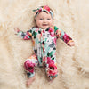 Posh Peanut Bamboo Romper - Fuchsia Wild Flower