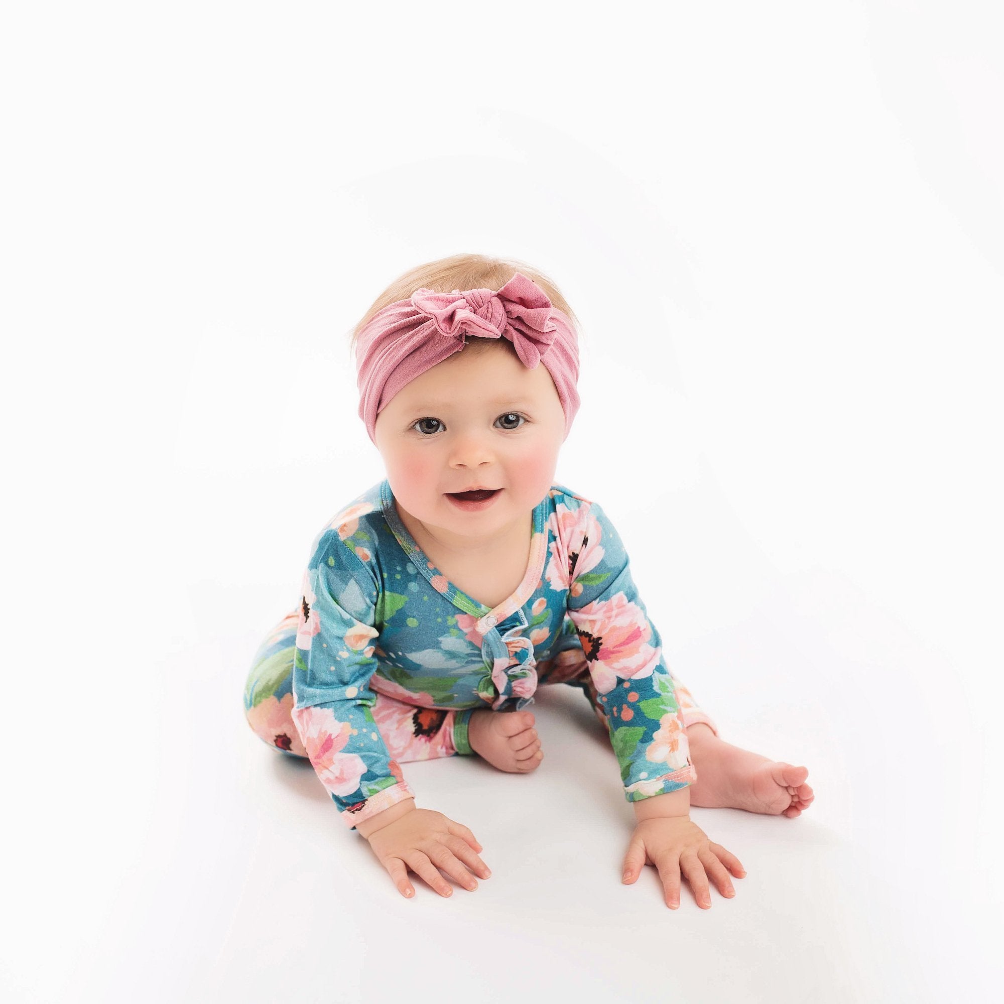 Posh Peanut Bamboo Romper - Blue Winter Peony **Pre-Washed**