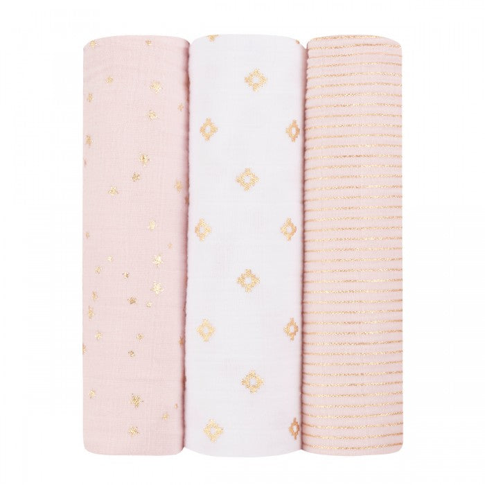 Aden and Anais - Classic Swaddles Metallic Primrose (3 Pack)