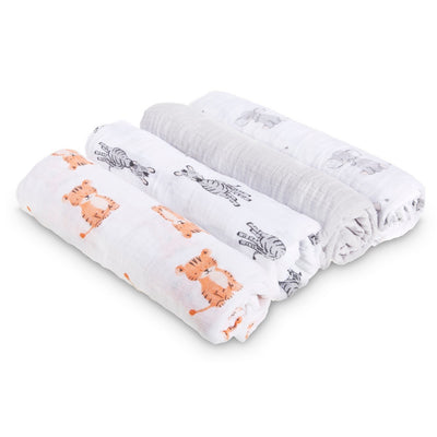 Aden by Aden and Anais - Classic Swaddles - Safari Babes (4 Pack)