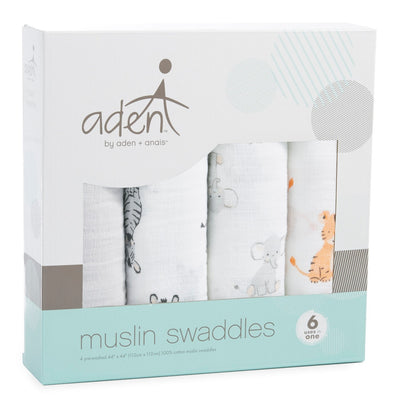 Aden by Aden and Anais - Classic Swaddles - Safari Babes (4 Pack)