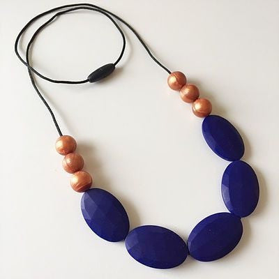 Oval and Copper Silicone Necklace - Teething Necklace - Nature Bubz - Afterpay - Zippay Carry Them Close