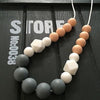 Peach + White + Grey Black Silicone Necklace - Teething Necklace - Nature Bubz - Afterpay - Zippay Carry Them Close