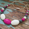 Oval and Gumball Bead Necklace Pink - Teething Necklace - Nature Bubz - Afterpay - Zippay Carry Them Close