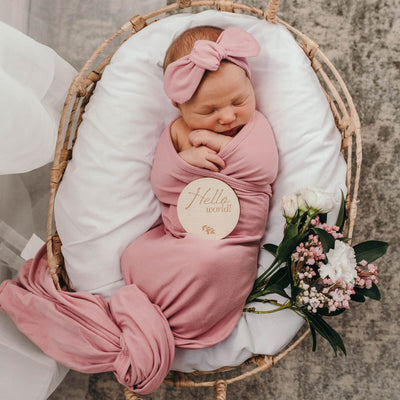 Snuggle Hunny Kids - Jersey Baby Wrap Swaddle & Topknot (Set) - Jewel
