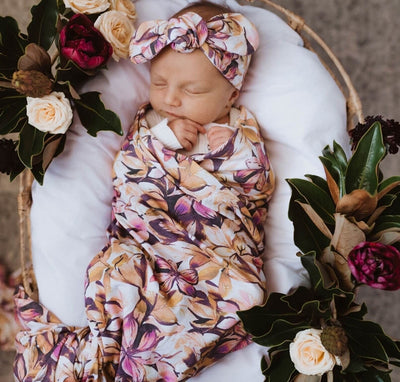 Snuggle Hunny Kids - Jersey Baby Wrap Swaddle & Topknot (Set) - Leilani