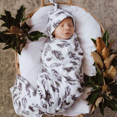 Snuggle Hunny Kids - Jersey Baby Wrap Swaddle & Beanie (Set) - Quill