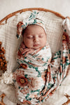 Snuggle Hunny Kids - Jersey Baby Wrap Swaddle & Topknot (Set) - Florence