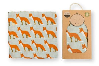Milkbarn - Organic Muslin Baby Swaddle -Orange Fox