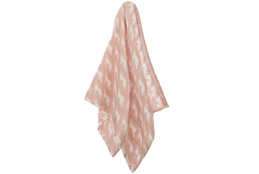 Milkbarn - Organic Muslin Baby Swaddle - Pink Fox