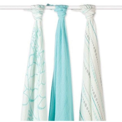 Aden and Anais - Bamboo swaddles (azure 3 Pack) - swaddle - Aden and Anais - Afterpay - Zippay Carry Them Close