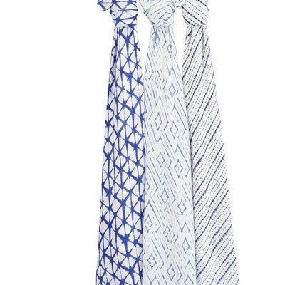 Aden and Anais - Bamboo Silky Soft Swaddles (Indigo Shibori - 3 Pack) - swaddle - Aden and Anais - Afterpay - Zippay Carry Them Close
