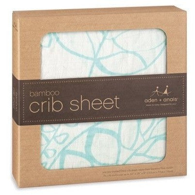 Aden and Anais - Cot Sheet - Bamboo Azure Leafy - nursery - Aden and Anais - Afterpay - Zippay Carry Them Close