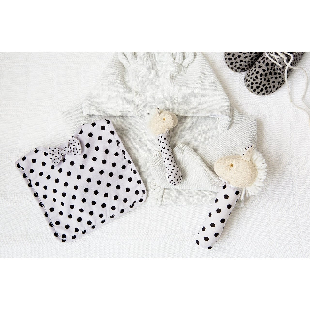 Alimrose - Bow Tie Bib Grey Black Polka - Clothing - Alimrose - Afterpay - Zippay Carry Them Close