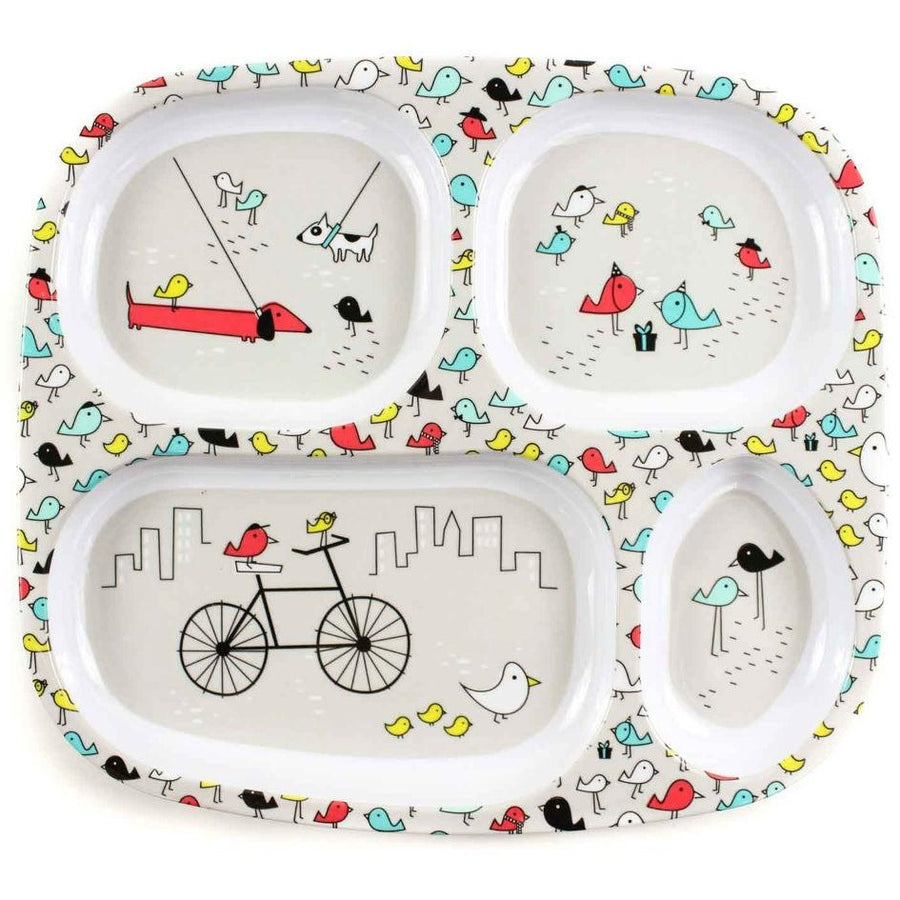 Bumkins - Melamine Divided Plate - Urban Bird