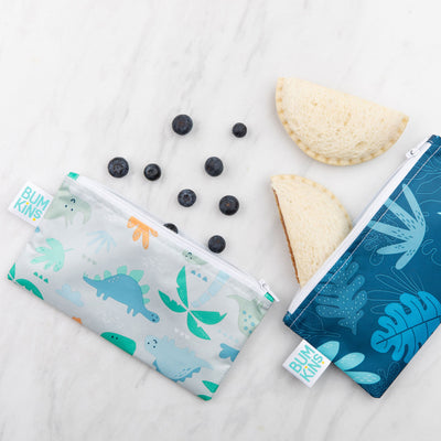 Bumkins - Reusable Small Snack Bags (2Pk) - Blue Tropic/Dinosaur