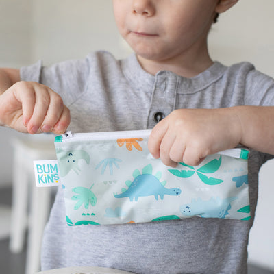 Bumkins - Reusable Small Snack Bags (2Pk) - Blue Tropic/Dinosaur