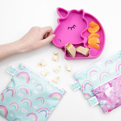 Bumkins - Reusable Small Snack Bags (2Pk) - Unicorn/Rainbow