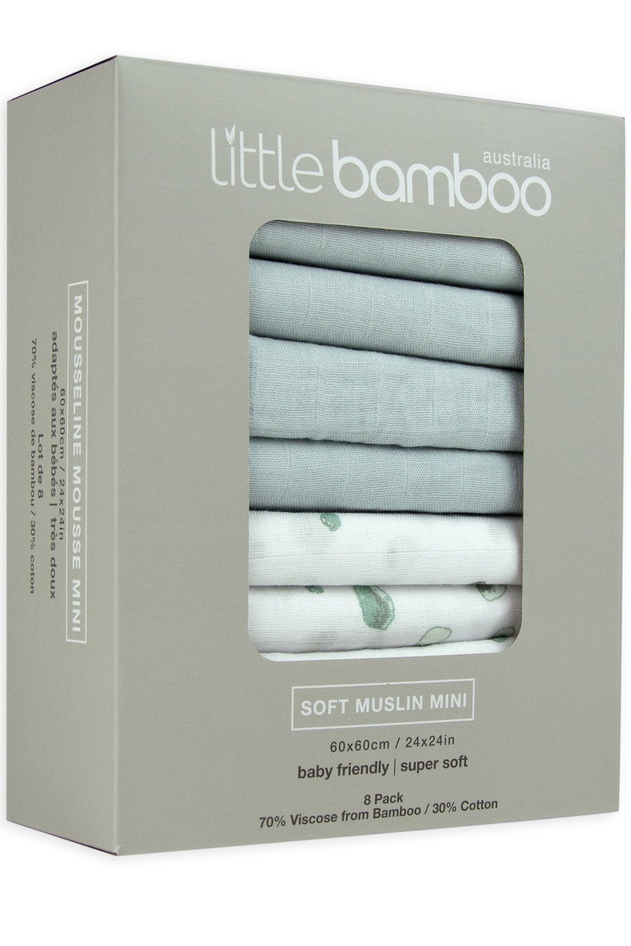 Little Bamboo - Mini Muslin (8pk) Whisper
