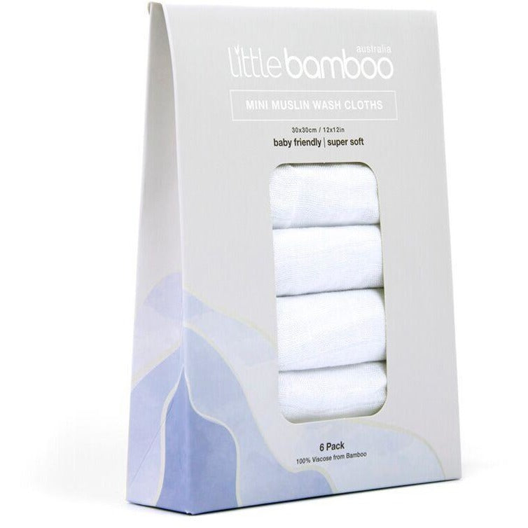 Little Bamboo - Muslin Washers (6pk) White - Bath - Little Bamboo - Afterpay - Zippay Carry Them Close