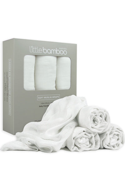 Little Bamboo - Bamboo Muslin Baby Swaddle Wraps 3Pk - Natural (3Pk)