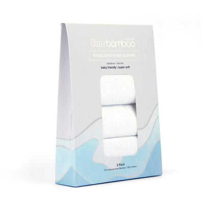 Little Bamboo - Towelling Washers (3pk) White - Bath - Little Bamboo - Afterpay - Zippay Carry Them Close