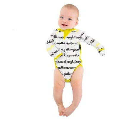 Sleepy Bub Romper Swaddle - Hello Sleep Yellow - Swaddle - Sleepy Bubs - Afterpay - Zippay Carry Them Close