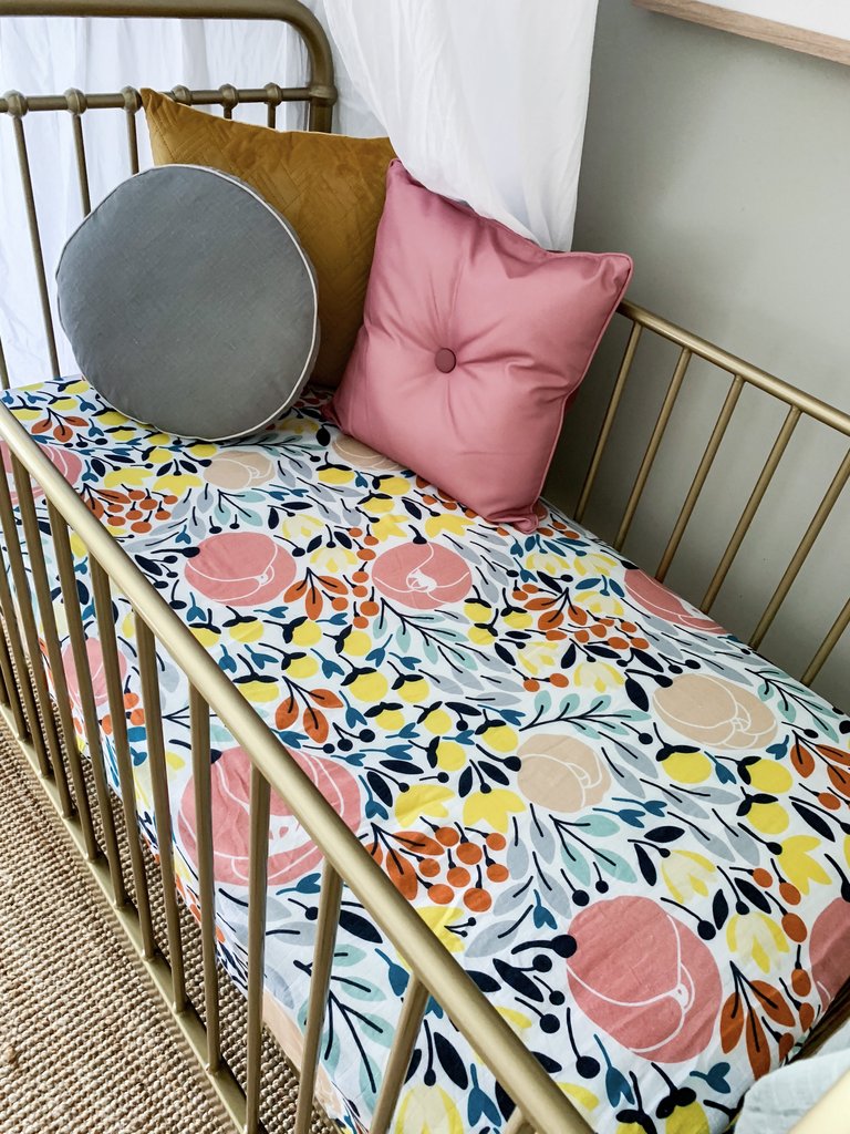Pop Ya Tot - Cotton Muslin Cot Sheet - Billie Blossom